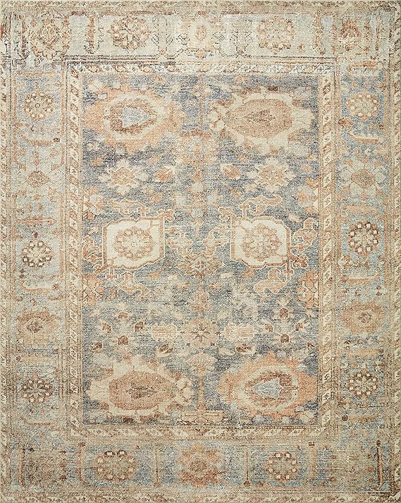 Loloi Margot Collection MAT-03 Ocean/Spice 8'-6 x 11'-6 Area Rug feat. CloudPile, No-Shed Easy Clean Large Patterned Area Rug for Living Room, Bedroom, Dining Area