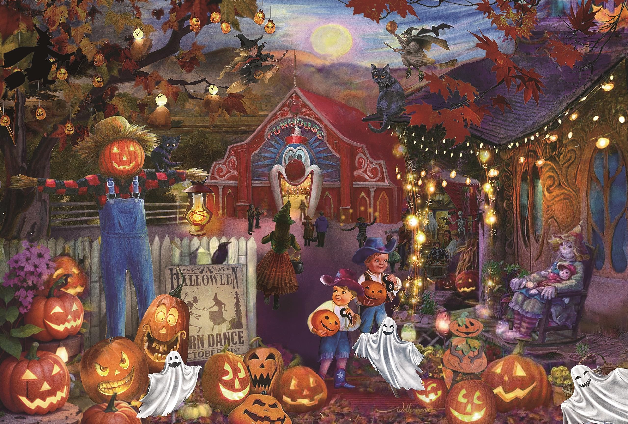 Yaoyaonuonuo Jigsaw Puzzles 500 Piece, Halloween Puzzle for Adults, 27" x20" Large Puzzle Halloween Decoration for Family Party Holiday-Each Piece is Unique