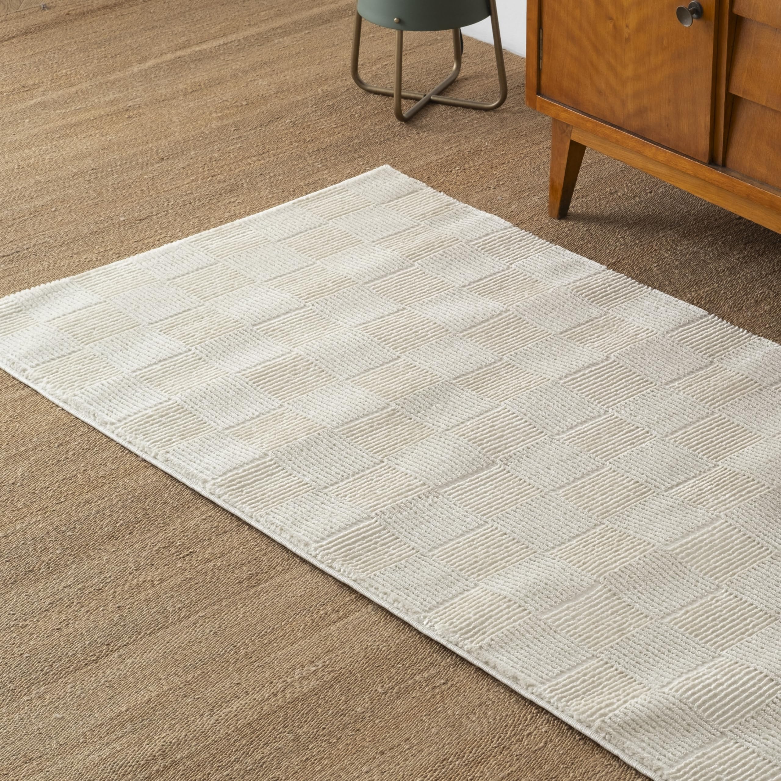 Revival Rugs Willow 2'7"x9' Machine Washable Runner Rug for Hallway Entryway - 100% Recycled Oeko-TEX Certified, Medium Pile, Beige, Cream