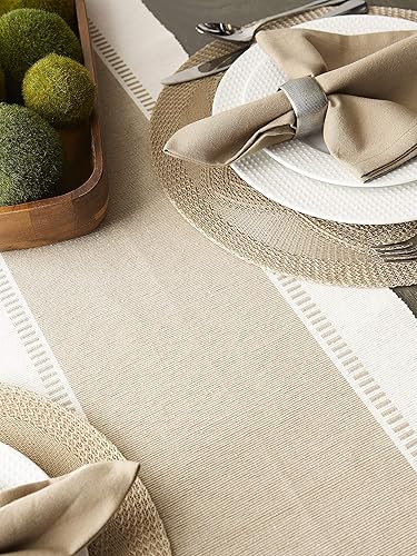 Miniatura 8 de DII Dobby - Camino de mesa tejido a rayas, 13 x 72 pulgadas (13 x 77.5, flecos incluidos), piedra