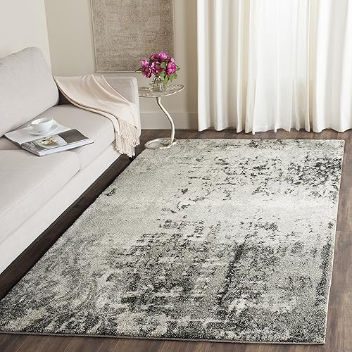SAFAVIEH Retro Collection - Alfombra de área de 6 x 9 pies, gris claro y gris, diseño abstracto moderno, no desprende pelusa y de fácil cuidado,