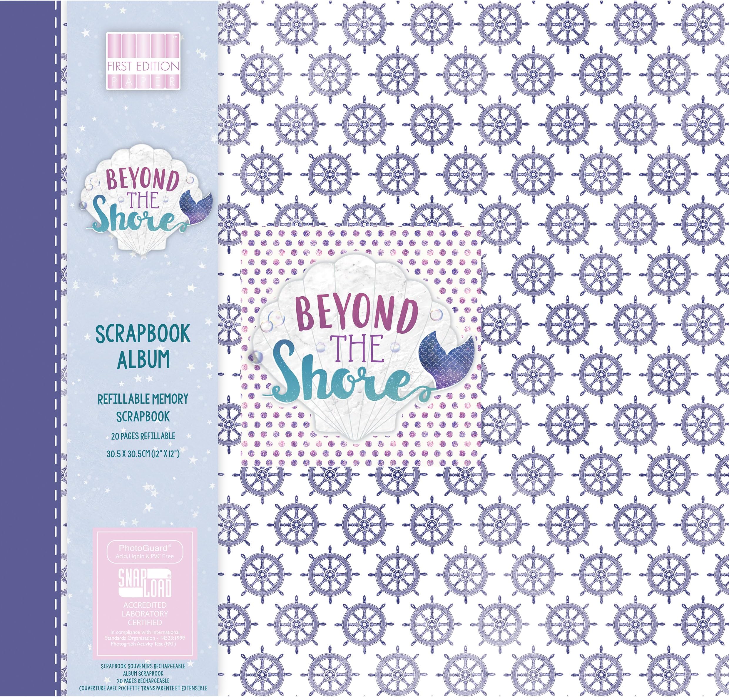 First Edition Beyond The Shore Wheels 12" x 12" / 30.5 x 30.5 cm, Paper, (20 Pages, Snapload PhotoGuard, Refillable Memory, Acid, Lignin & PVC Free), 12x12 Stars Scrapbook Album