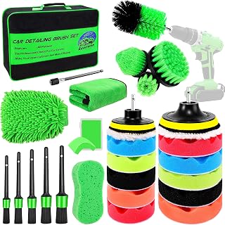 29Pcs Car Detailing Brush Set, Car Detailing Kit, Auto Detailing Drill Brush Set, Car Polishing & Buffing Pads Kit, Car Cleaning Wash Kit for Interior, Exterior, Wheels, Carpet, Bathroom