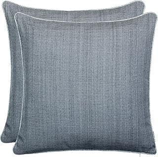 Brandsseller 2er Set Outdoor Kissen 45x45 cm – Wetterfeste Zierkissen mit Paspel in Leinenoptik – Wasserabweisende Gartenkissen & Dekokissen für draußen – Sofakissen für Balkon & Terrasse - Grau