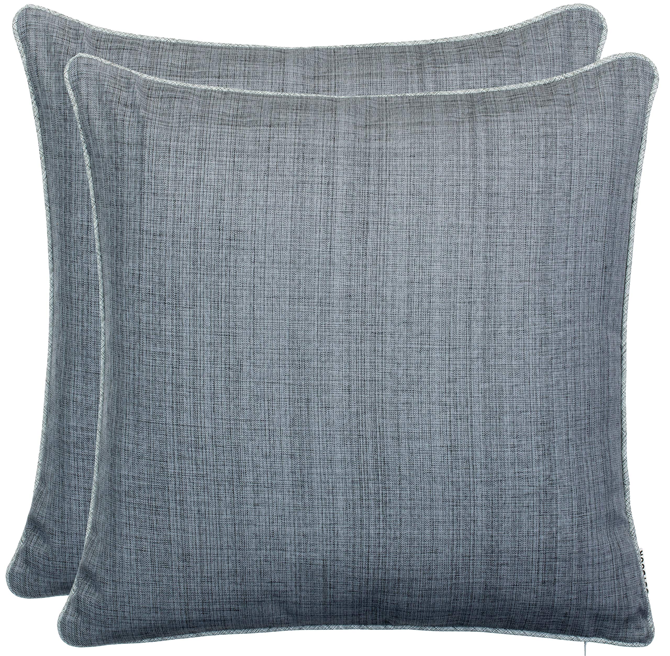 Brandsseller 2er Set Outdoor Kissen 45x45 cm – Wetterfeste Zierkissen mit Paspel in Leinenoptik – Wasserabweisende Gartenkissen & Dekokissen für draußen – Sofakissen für Balkon & Terrasse - Grau