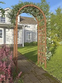 Vita Sierra 39"W x 81"H Vinyl Arbor - Maintenance-Free Wood-Look Garden Entrance with Lattice for Climbing Plants