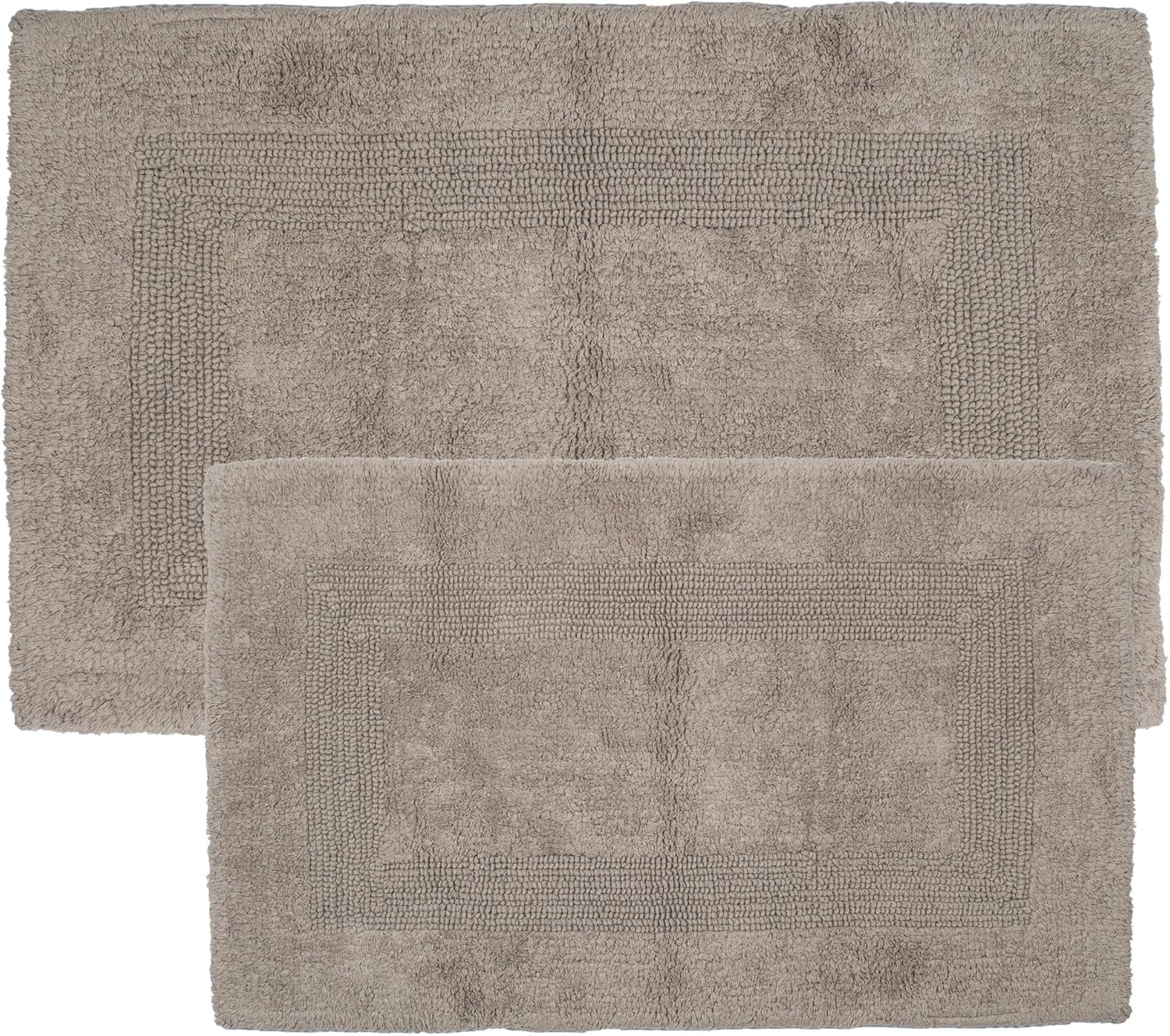 Bathroom Rugs - 2 - Piece Cotton Bathroom Mat Set - Machine Washable Bath Mats for Washroom, Kitchen, or Laundry Room by Bedford Home (Taupe)