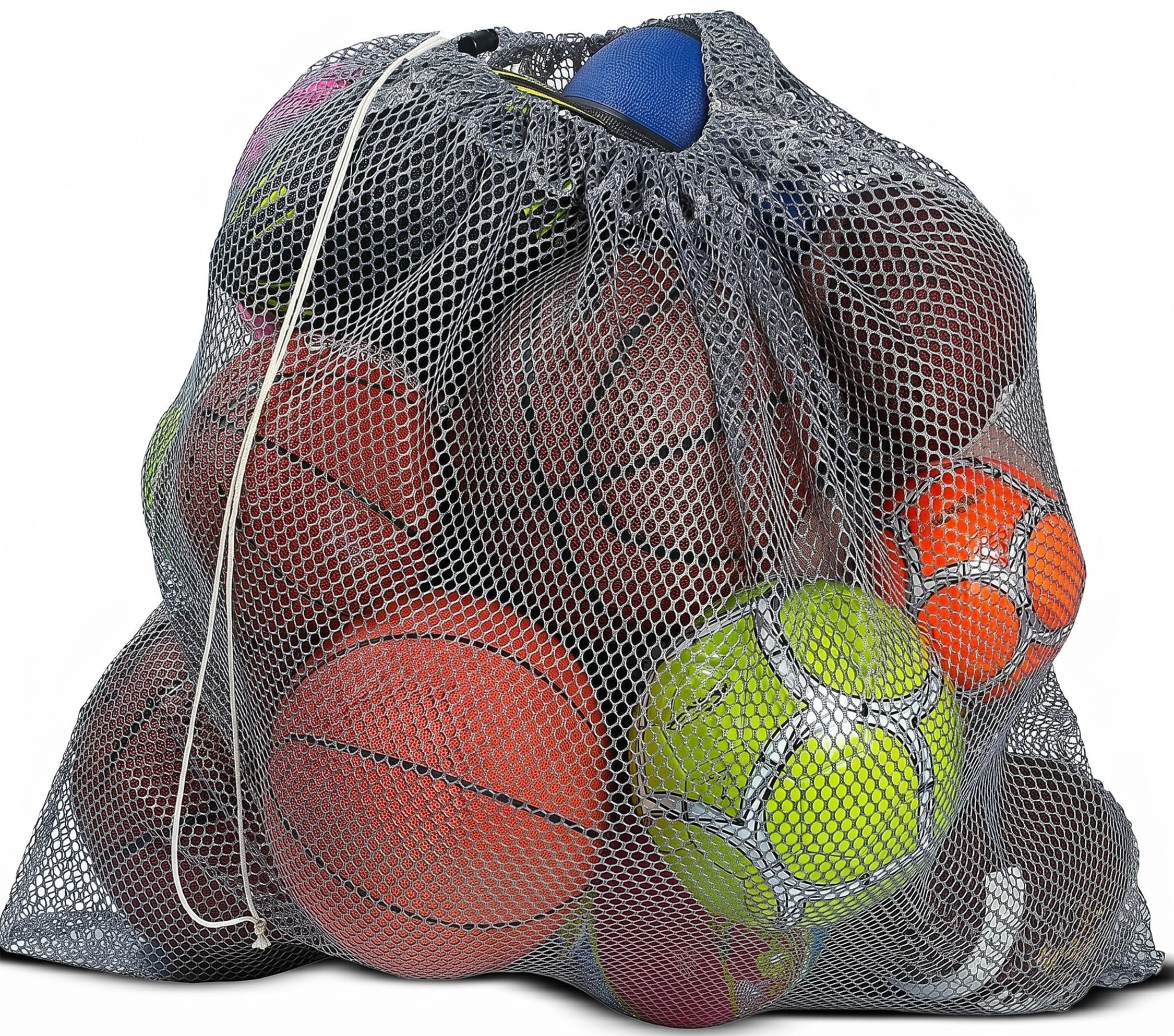 Handy Laundry Mesh Equipment Bag, Grey - 32 x 36 - Adjustable, Sliding Drawstring Cord Closure. Perfect mesh Bag for Parent or Coach, Making it Easy to Transport.