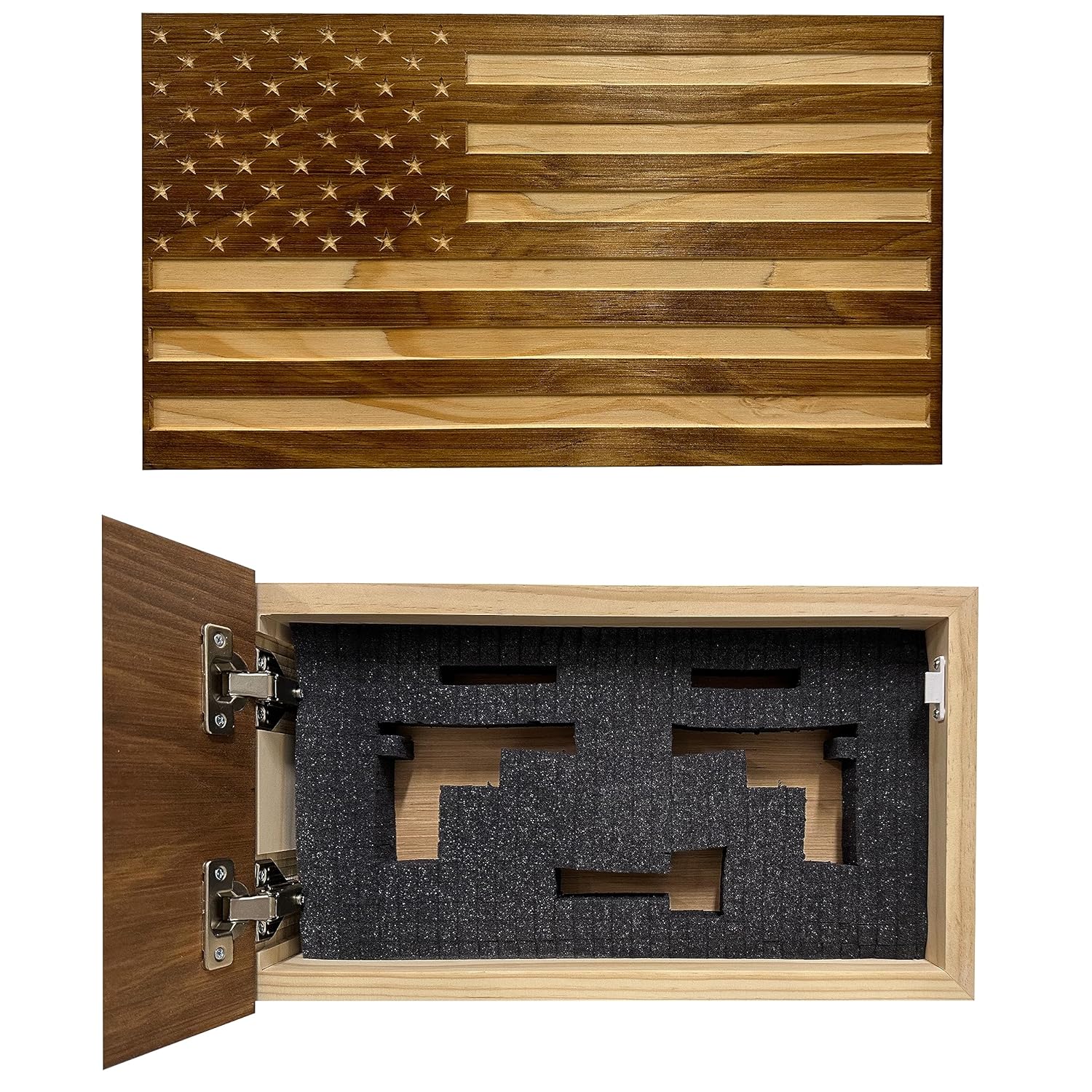 Carved American Flag Hidden Gun Storage Safe American