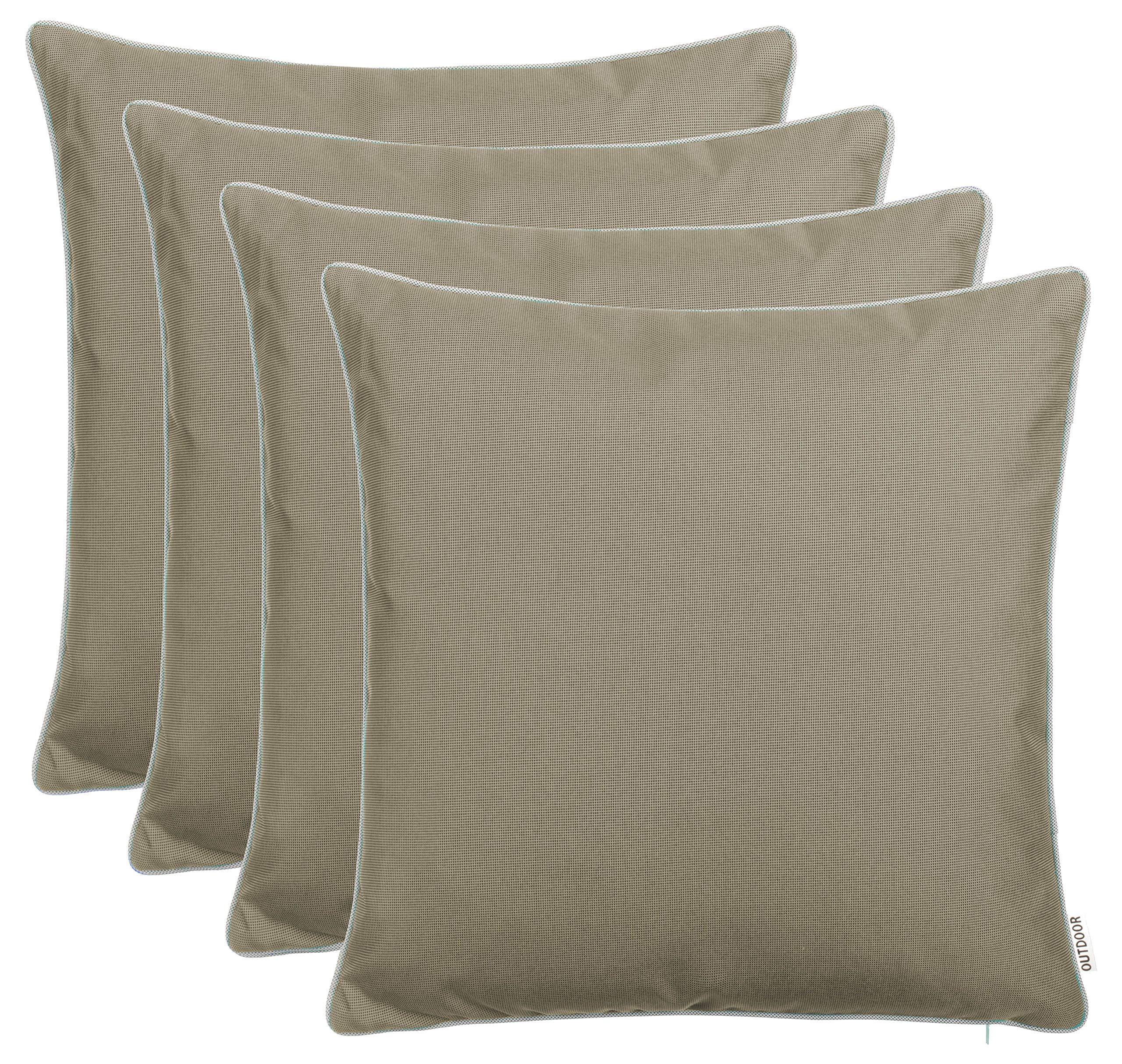 Brandsseller Set de 4 Cojines de Exterior 45x45 cm – Cojines Decorativos Impermeables con Ribete – Resistentes a la Intemperie para Jardín, Sofá, Balcón y Terraza – Beige