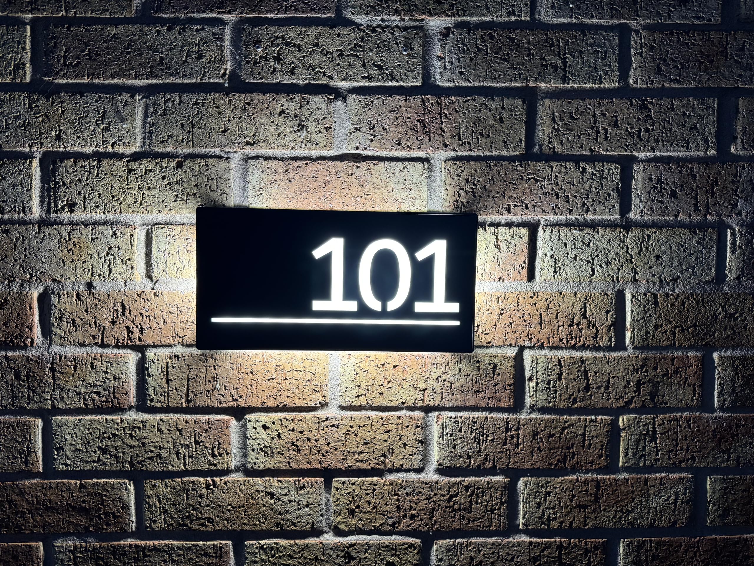 One of a kind design UK Personalised LED Illuminated House Sign with 85 LEDs, Laser Cut Modern Hardwired Wall Light with Address Display - Auto ON/OFF Water-Resistant 305x155 MM (Black, ONL-30X15)