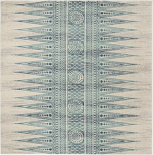 Miniatura 3 de Safavieh Evoke Collection EVK226 - Tapete bohemio, diseño vintage., Polipropileno, MarfilTurquesa