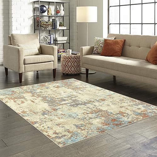 Miniatura 2 de Maples Rugs Southwestern Stone - Alfombra abstracta envejecida para sala de estar y dormitorio fabricada en Estados Unidos, 5 x 7 pies, multicolor