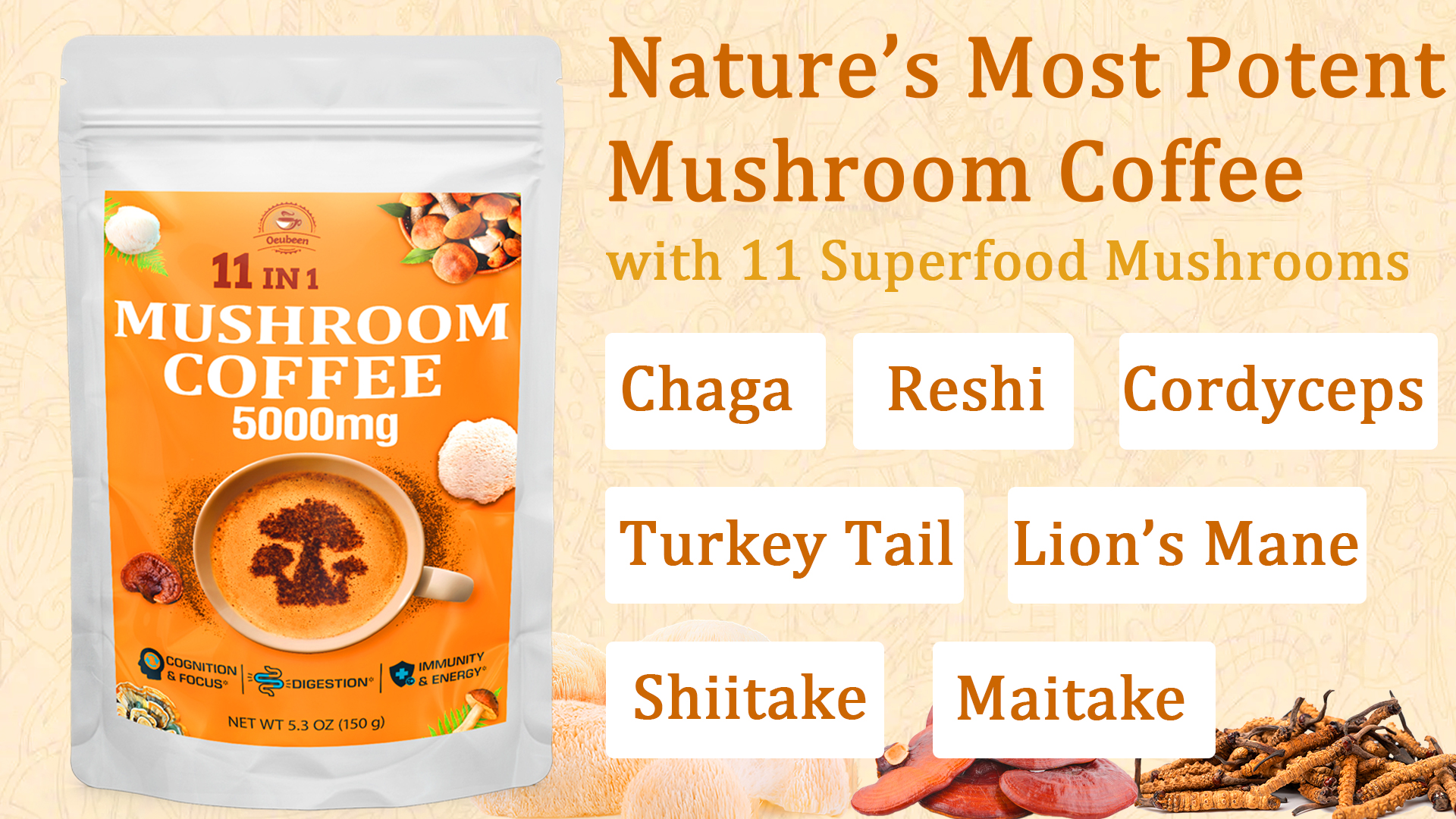 Shroomex Magic Brew Adaptogen Coffee Blend 240g - Mushroom Coffee With - View #6