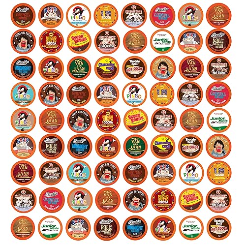 Two Rivers Cápsulas de chocolate caliente, paquete de muestra de cacao de una sola porción compatible con cafeteras Keurig K-Cup 2.0, 80 unidades