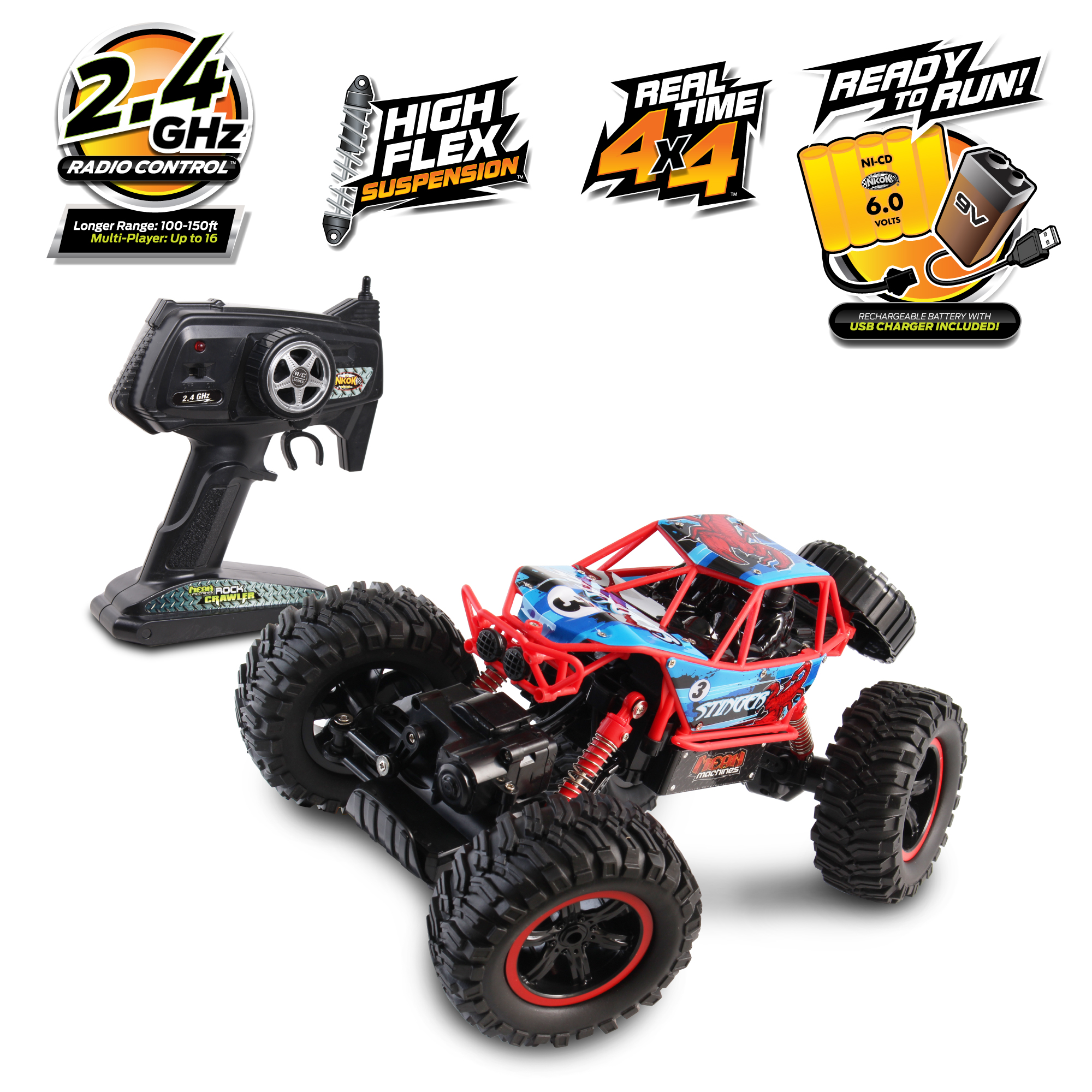 Amazon.com: NKOK Mean Machines 4x4 Off-Road Rock Crawler 2.4GHz 1