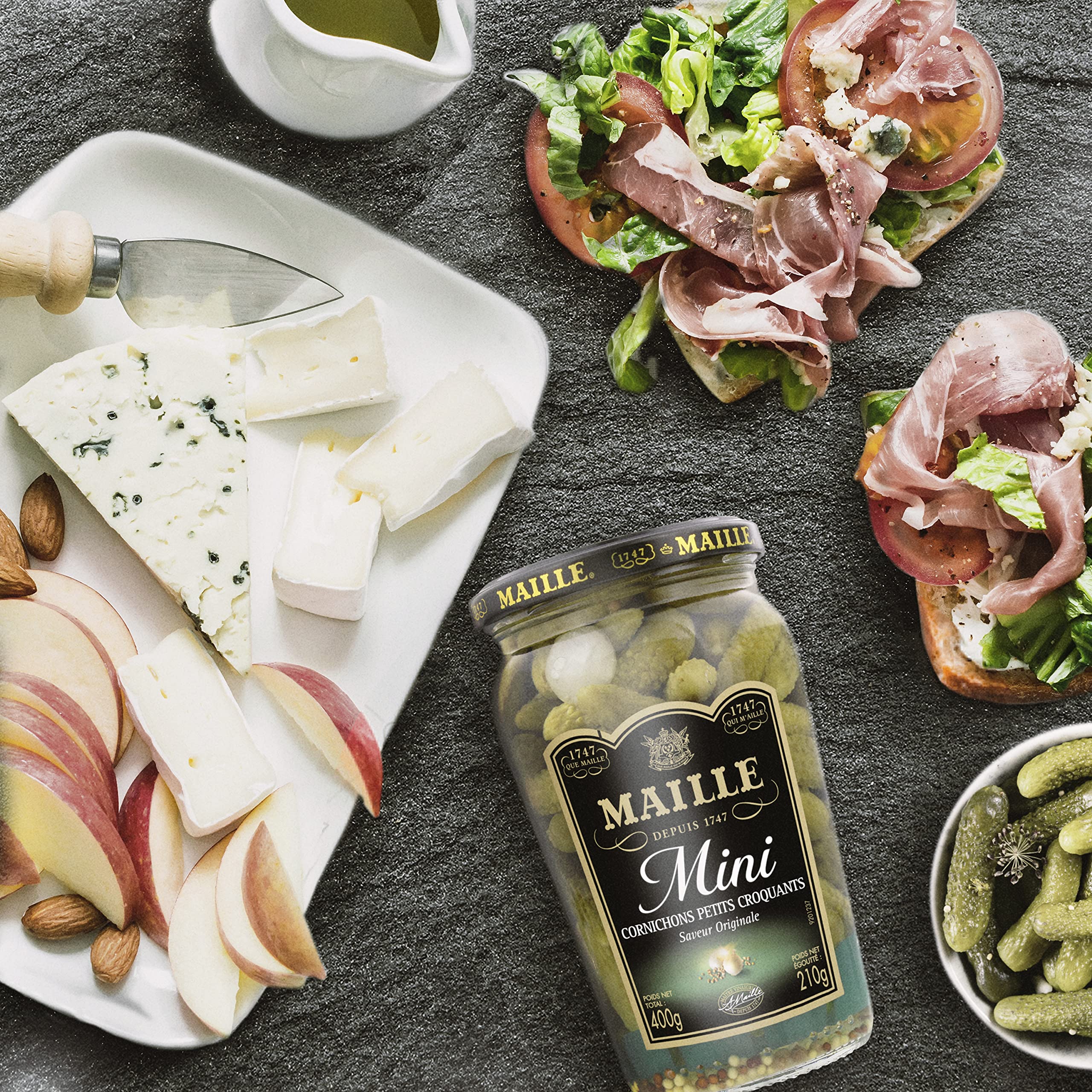 Maille Cornichons Mini Saveur Originale, Le bocal de 210g net égoutté