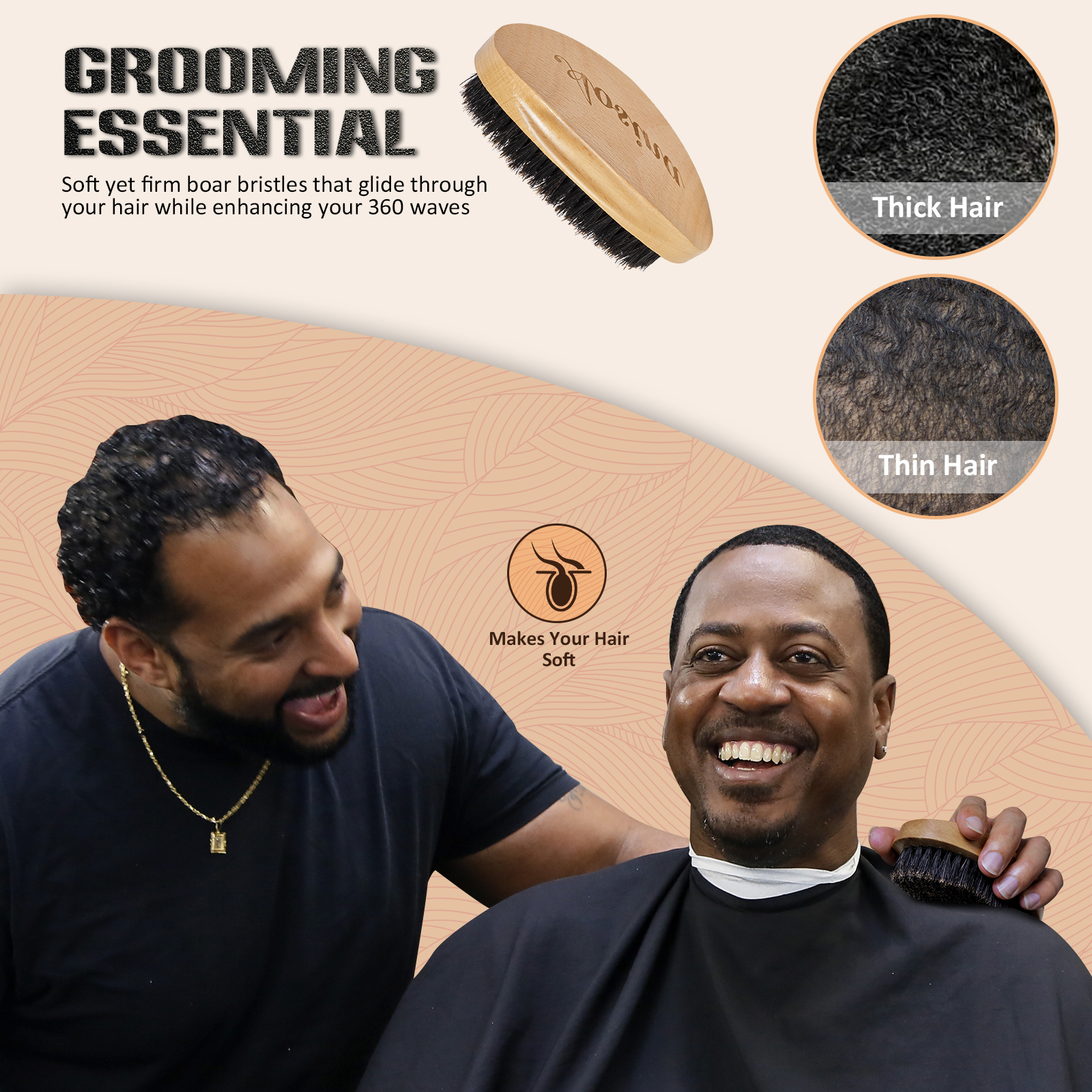 Amazon.com : Aosina Wave Brush for Men - Beech Wood & Black Boar