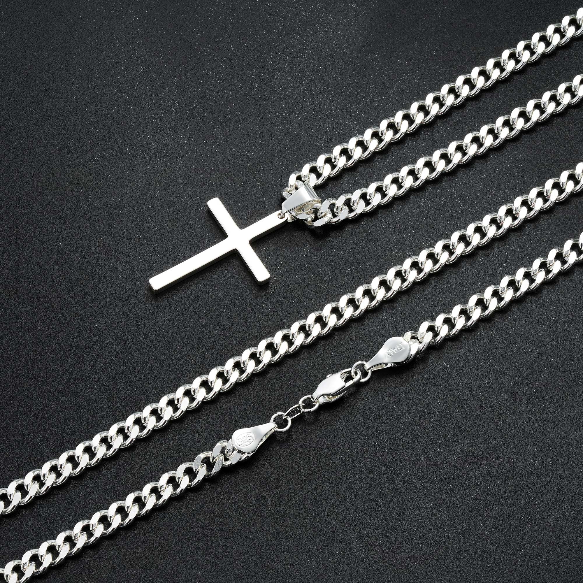 SLOONG Kreuz Kette Herren Silber - 5MM Breit 41/46/51/56CM