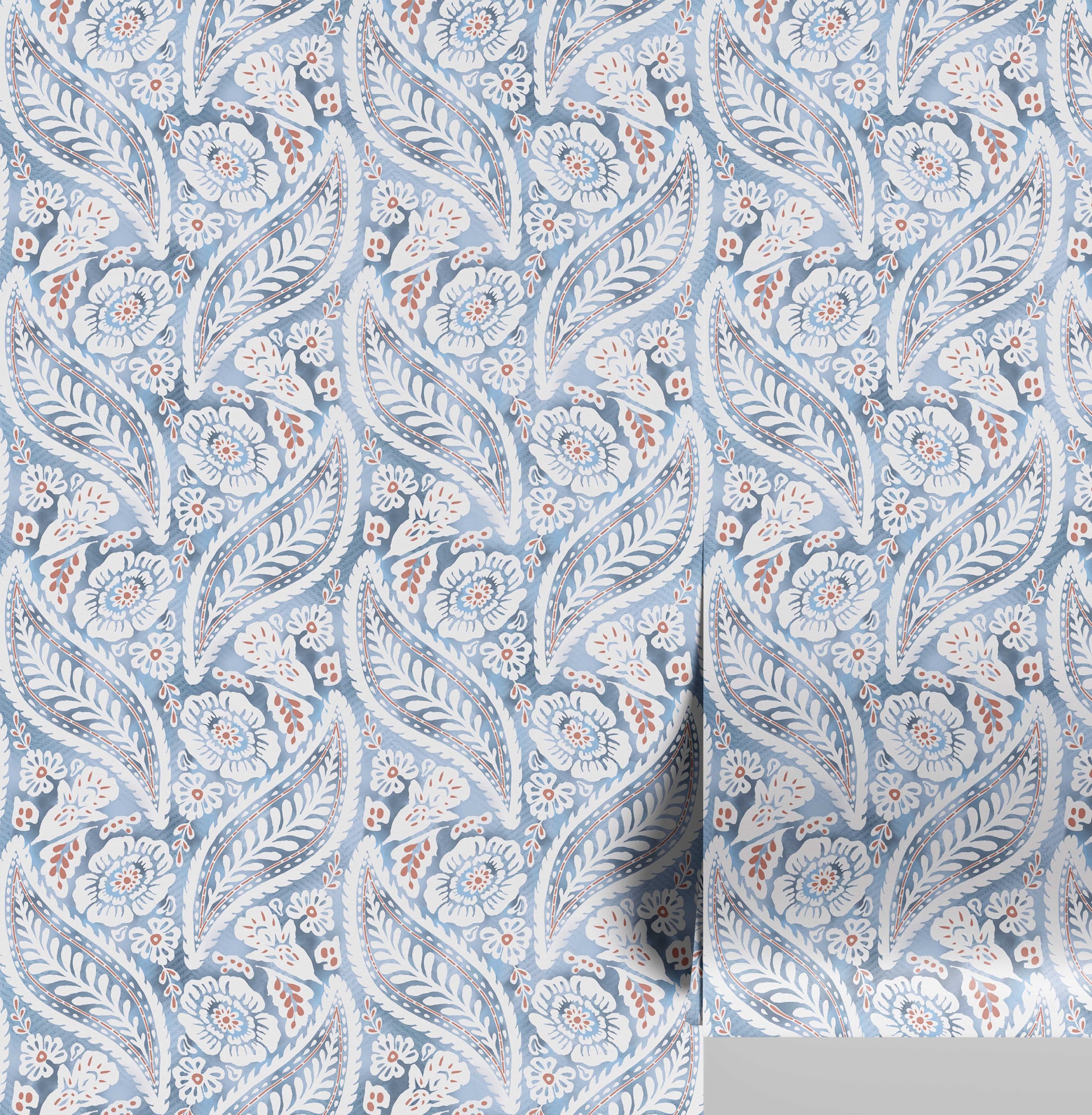 Papier peint floral cachemire pour un salon de style campagnard chaleureux