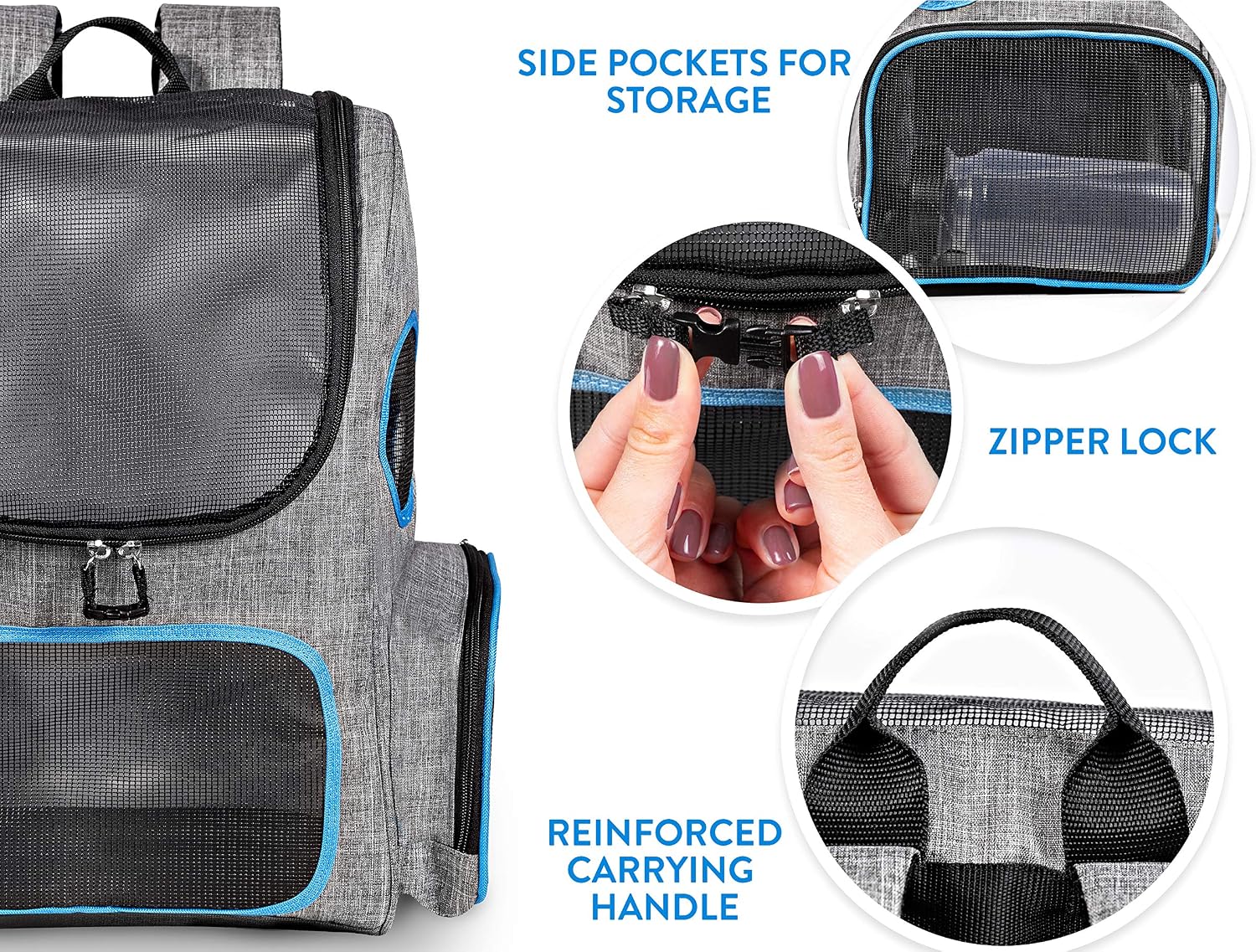 Purrfect Pack Cat Backpack (Basic) Backpack for Cats Small Dogs Puppies Vented Design Front Entry Cushion Back Support for Travel Hiking Outdoor Airline Washable Insert Bubble Backpack Pet Carriers