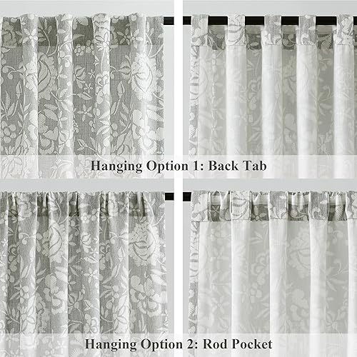 Miniatura 4 de Vision Home Cortinas semitraslúcidas con bolsillo para barra y pestaña trasera, de lino jacobeo, con textura, filtrado de luz, cortinas blancas y