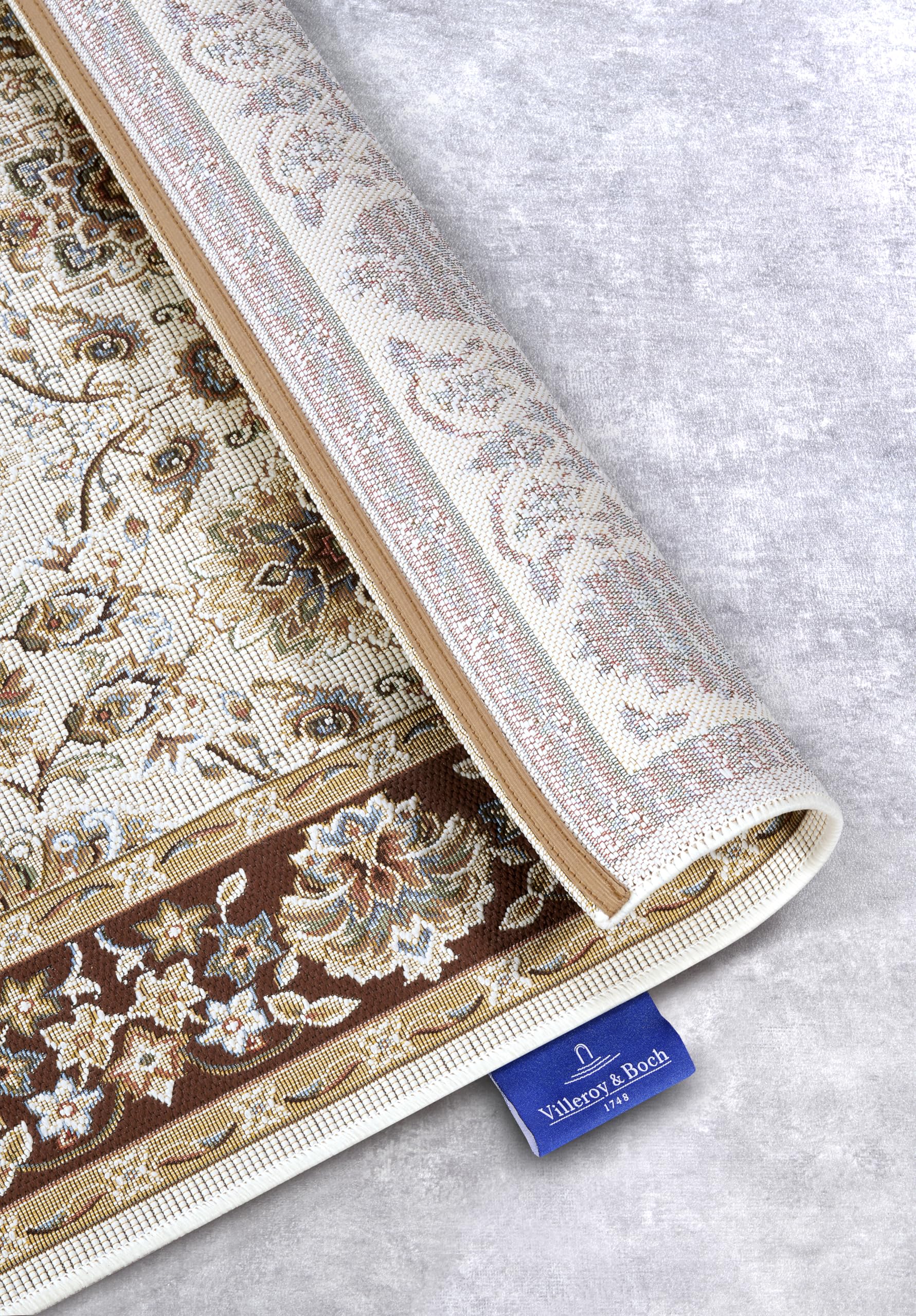Villeroy & Boch Nicolas Tapis d'intérieur et d'extérieur Oriental tissé à Plat, Design Oriental Classique, certifié Öko-Tex Résistant aux intempéries et aux UV, Balcon, terrasse, Jardin – Marron