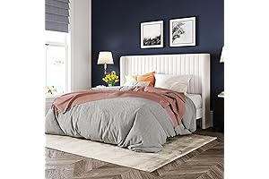 Allewie Queen Size Bed Frame with Vertical Channel Tufted Wingback Headboard in White