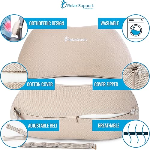 Miniatura 7 de RELAX SUPPORT RS1 Almohada de apoyo lumbar  Soporte de respaldo para silla de oficina  Cojín de silla para dolor de espalda utiliza tecnología