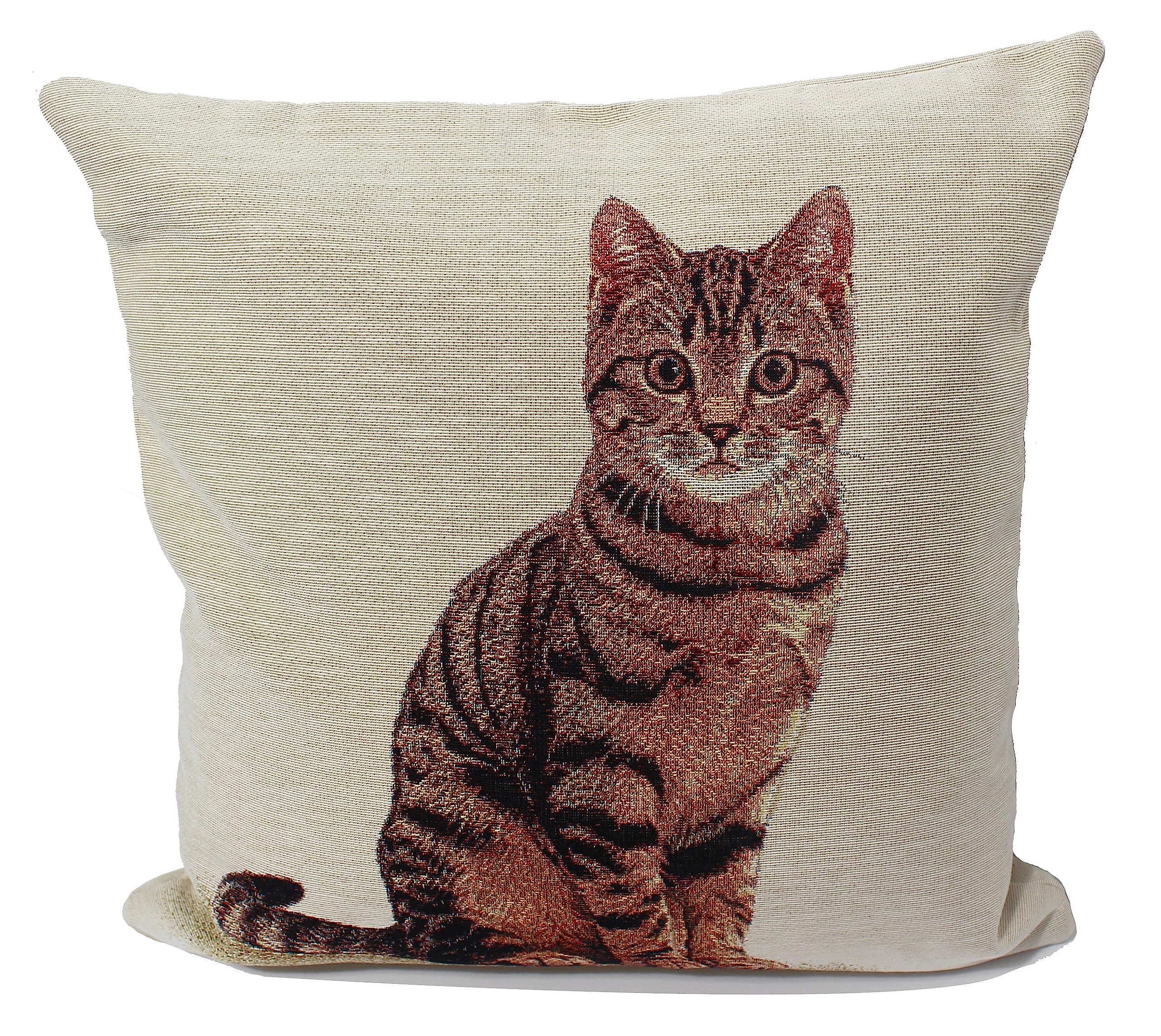 Peggy Wilkins Multicoloured Amber The Cat Tapestry Cushion