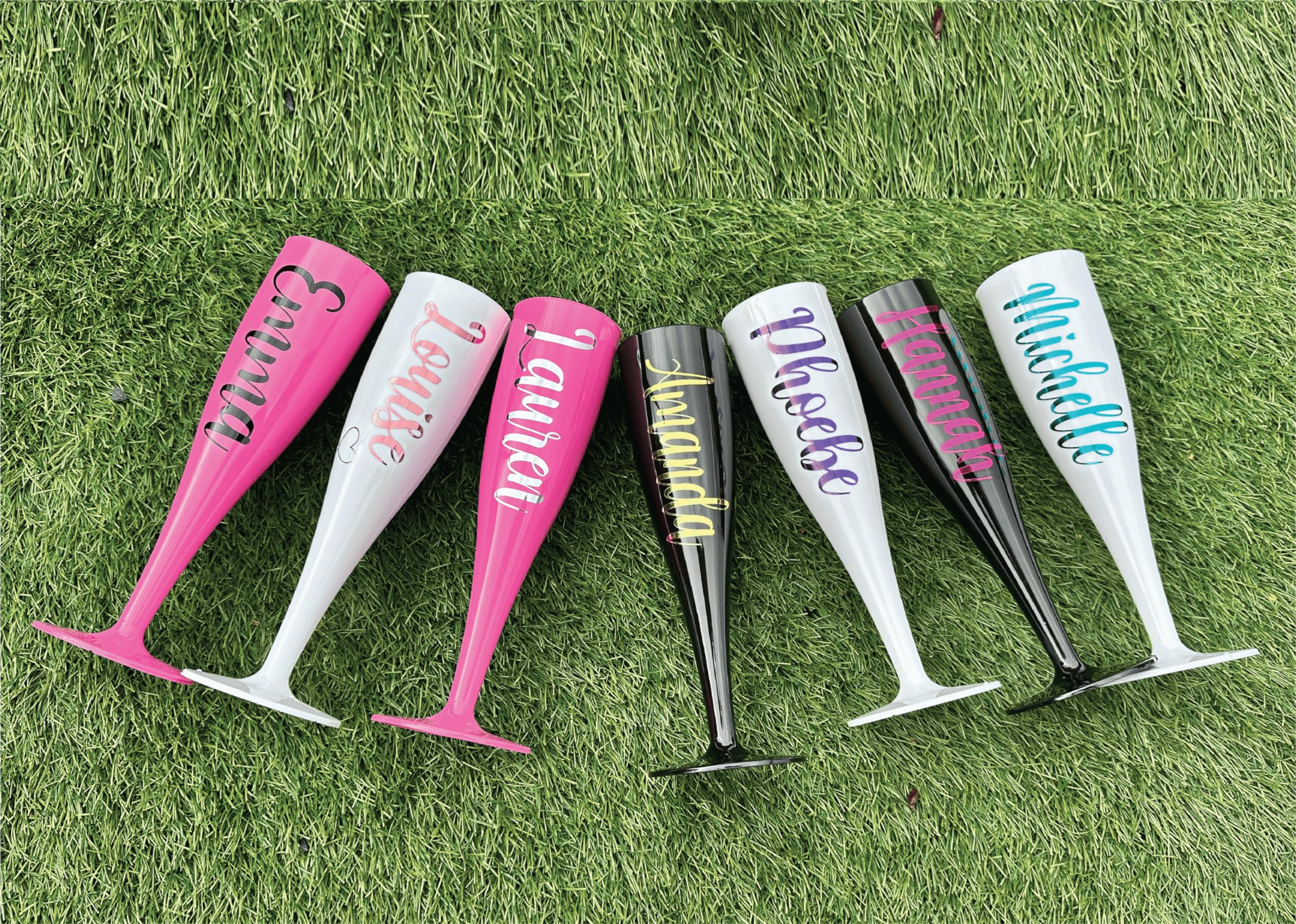 Personalised White Black Pink Prosecco Champagne Flute - Great for Prom - Wedding - Pamper - Bridesmaid - Birthday & BBQ Party (2)