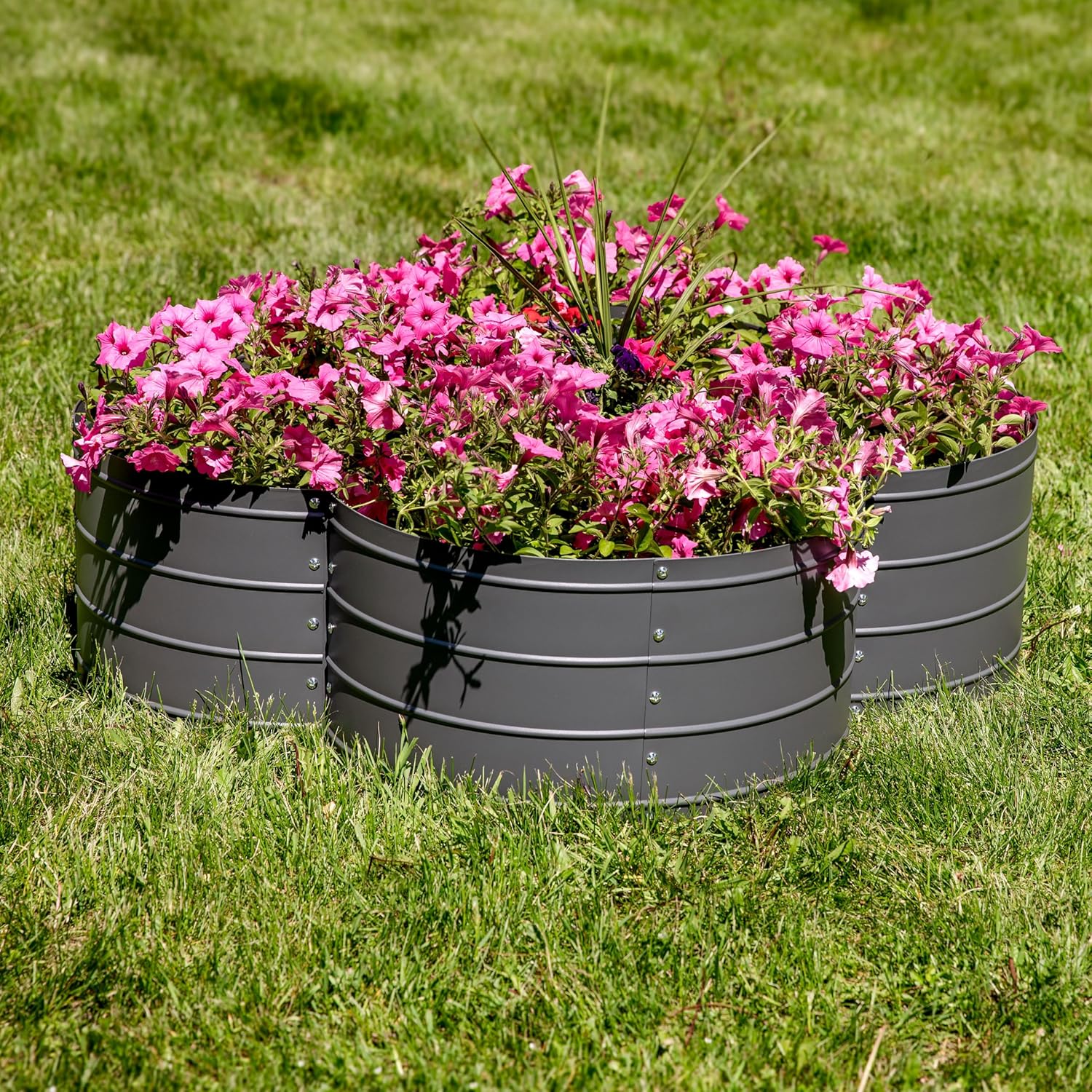 Sunnydaze Galvanized Raised Garden Bed - Metal Raised Bed for Gardening - Outdoor Planter Box for Flowers, Plants, and Vegetables - Gray - 12” H Clover