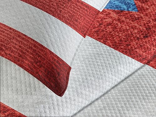 Miniatura 3 de Lunarable Colcha de Puerto Rico con diseño de filas estilo grunge con bandera patriota, juego de colcha acolchada decorativa de 3 piezas con 2