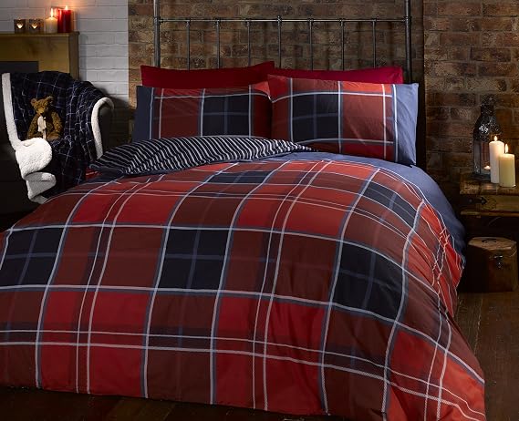 Rapport Home Argyle Tartan Red King Duvet Set
