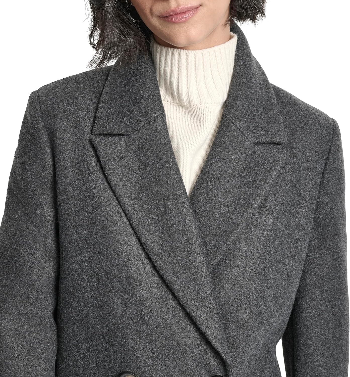 DKNY Women's Faux Wool Walker-length Double-breasted Coat – Long Tailored Winter Jacket - Image 5