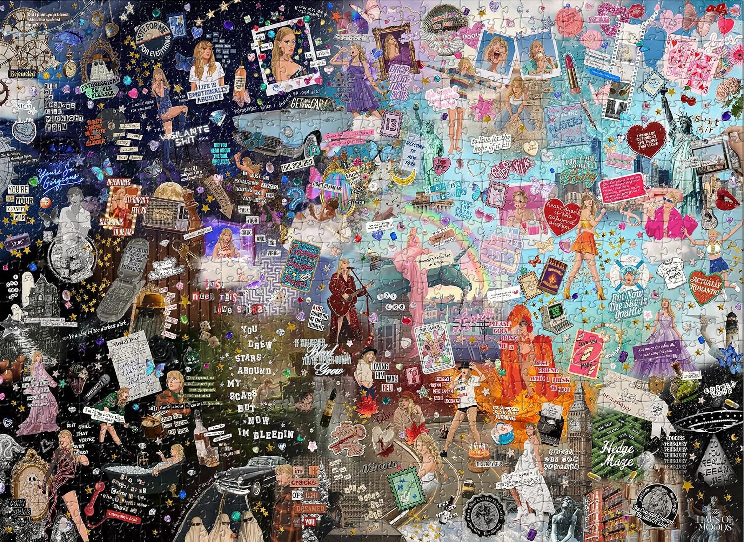 Taylor Era Inspired Puzzle (500 Piece) Lyrics & Easter Eggs Jigsaw Puzzle 20" x 30", Puzzle Fun Game for Adult Kids, Official Haus of Moods, Gift for Fans, Album Pop Singer Graphic 2025 (ERAS)