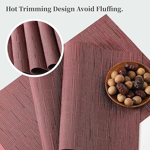 Miniatura 307 de Leetaltree - Manteles individuales, resistentes al calor, antideslizantes, para mesa de comedor, lavables, duraderos, tejido de PVC