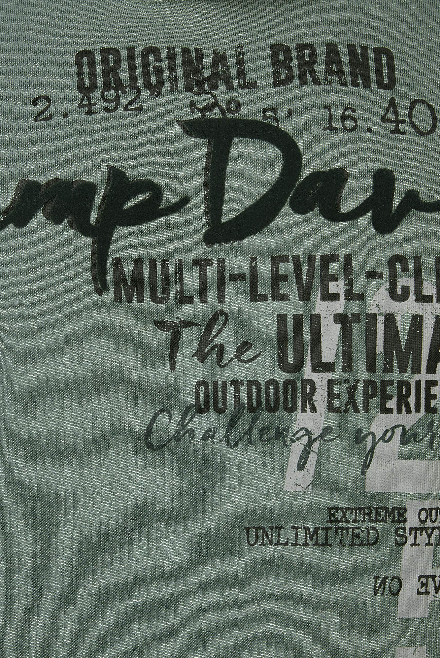 Camp David Herren Hoodie mit beidseitigen Logo-Applikationen, Grün, XXL, Langarm, Mit Kapuze, Buchstabenmuster, Herrenbekleidung, Männer, Erwachsene Männer, Freizeit, Sport