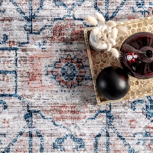 Miniatura 10 de nuLOOM Rina Faded - Alfombra persa lavable a máquina, ultrafina, 5 x 8 pies, color óxido