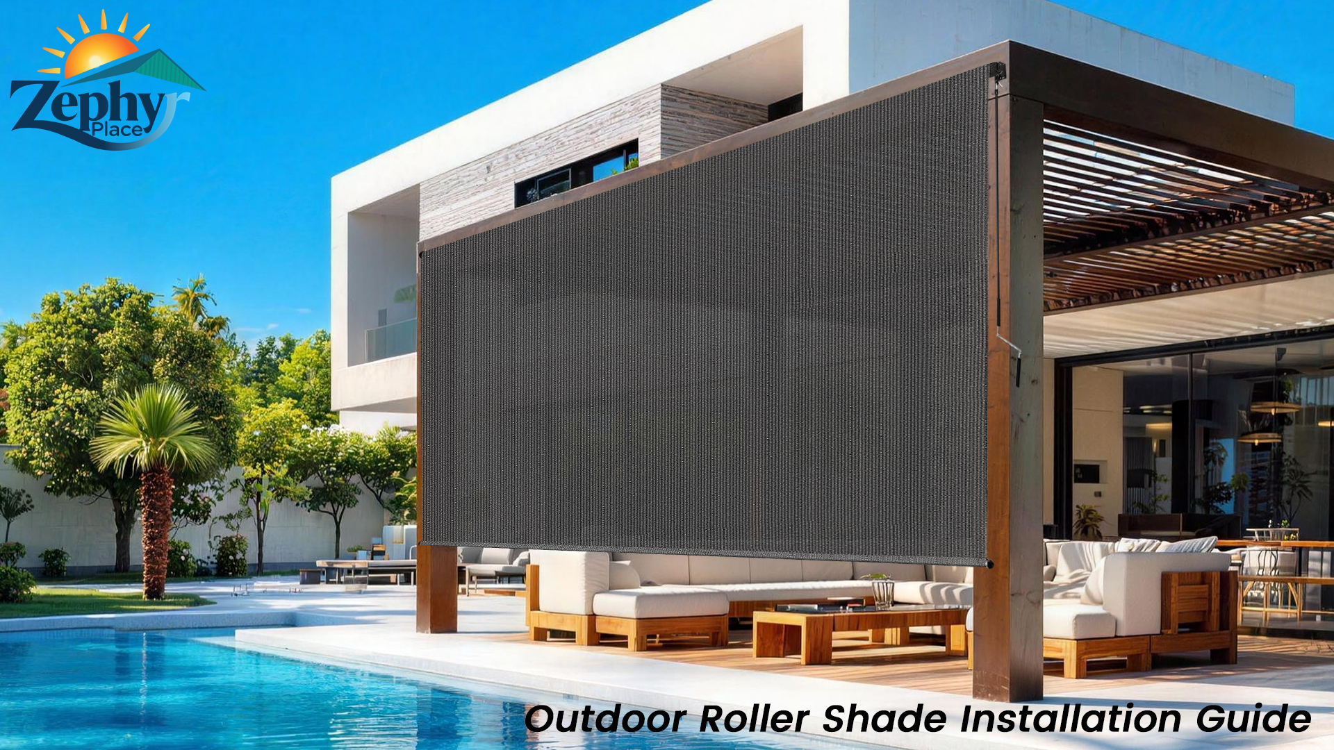 Cortina enrollable exterior para patio 144 in x 96 in negra miniatura 7