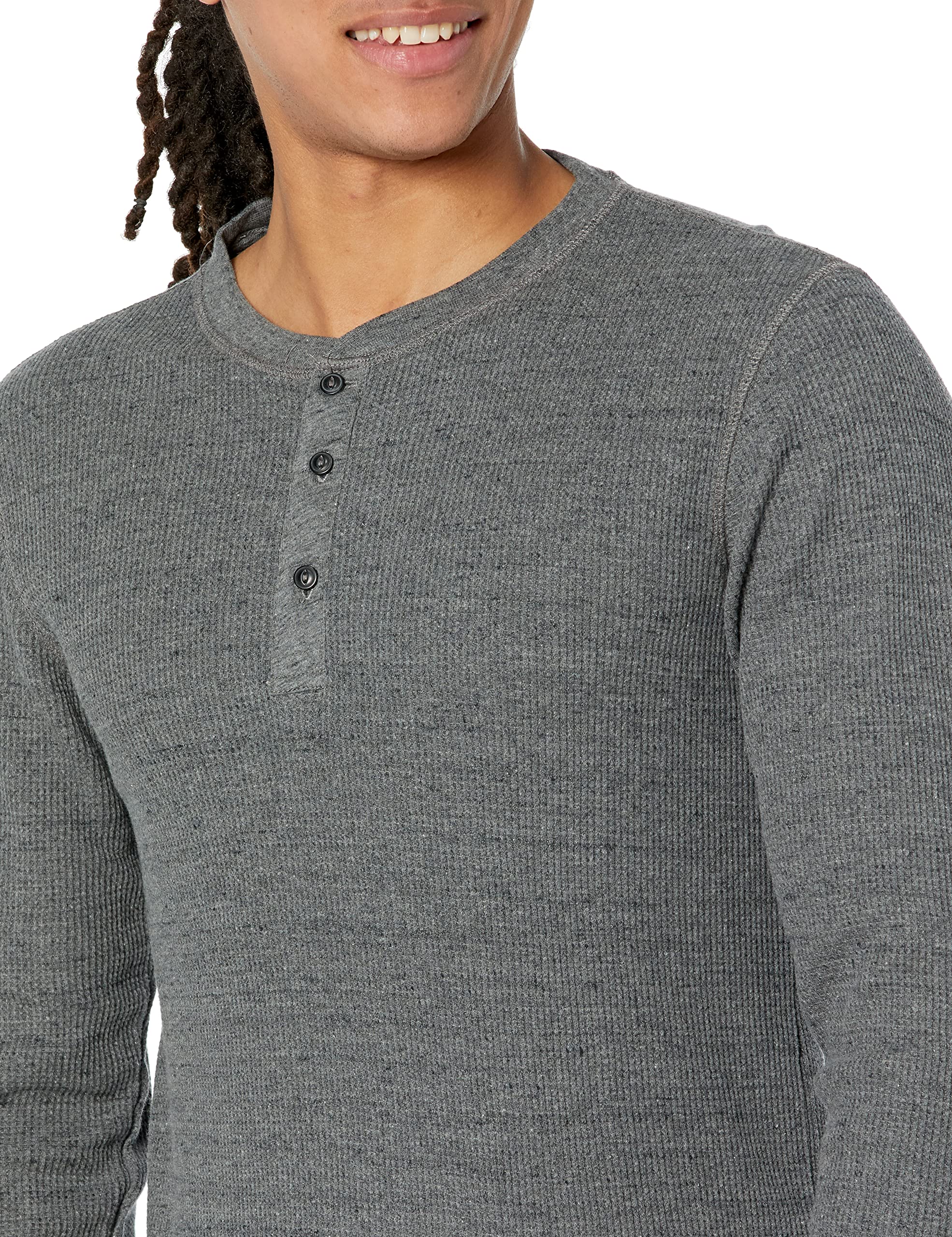 Amazon Essentials Mężczyźni Koszula henley w splot waflowy z długim rękawem slim fit