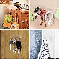 Vista 4 de GLUIT Ganchos transparentes de plástico adhesivo para pared sin taladros (20 ganchos pequeños)