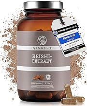QIDOSHA® Reishi Extract Capsules, High Dosage, 180 Capsules in Glass, 500 mg Reishi Extract per Capsule, Ganoderma Lucidum Capsules, Shiny Patent Porling, Vegan, Laboratory Tested