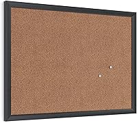 UBrands 17x23 Cork Bulletin Board Black Wood Frame - Self-Healing Natural Cork Secure Pin Grip Home Office Classroom
