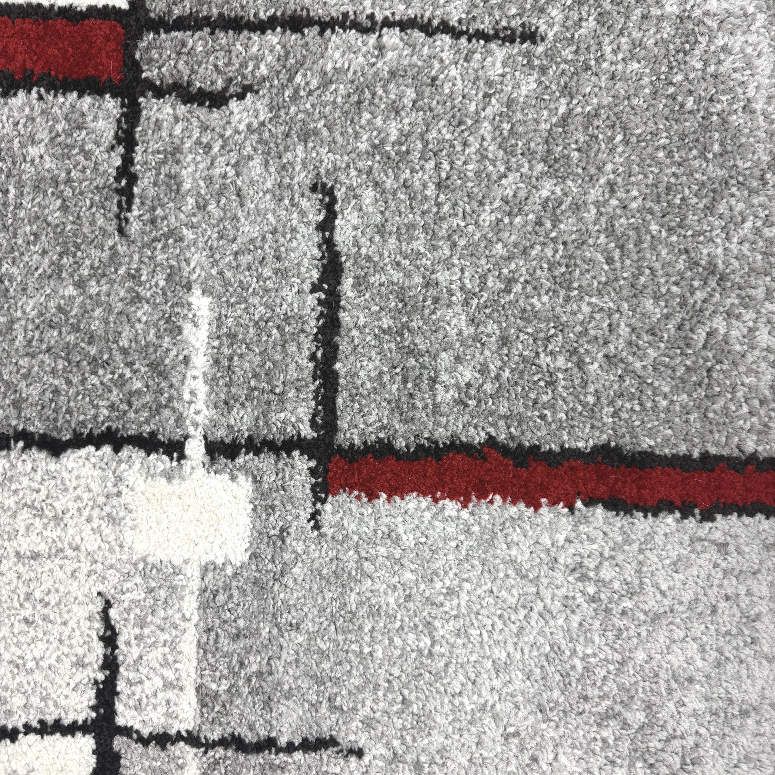 Teppich-Traum Tapis de Chambre d'amis Salon Facile d'entretien Motif à Rayures dans des Tons Rouges et Gris discrets 160 x 220 cm