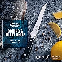 Vista 4 de Cutluxe Cuchillo de cocina forjado en acero inoxidable alemán de alto carbono. Mango ergonómico de espiga completa y hoja afilada