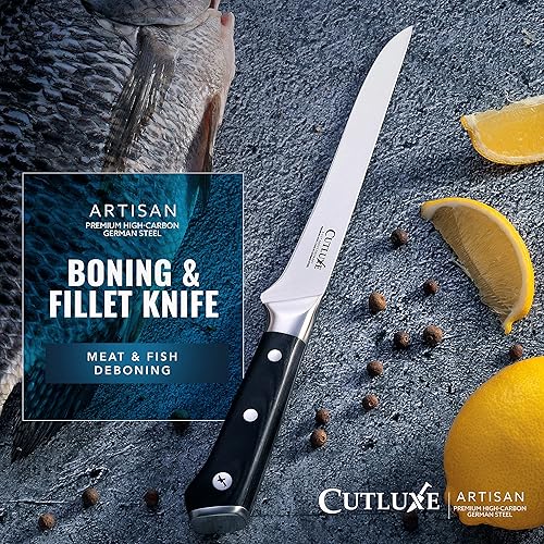 Miniatura 5 de Cutluxe Juego de cuchillos para cortar y deshuesar - Acero alemán forjado de alto carbono - Espiga completa y afilada - Diseño de mango ergonómico -