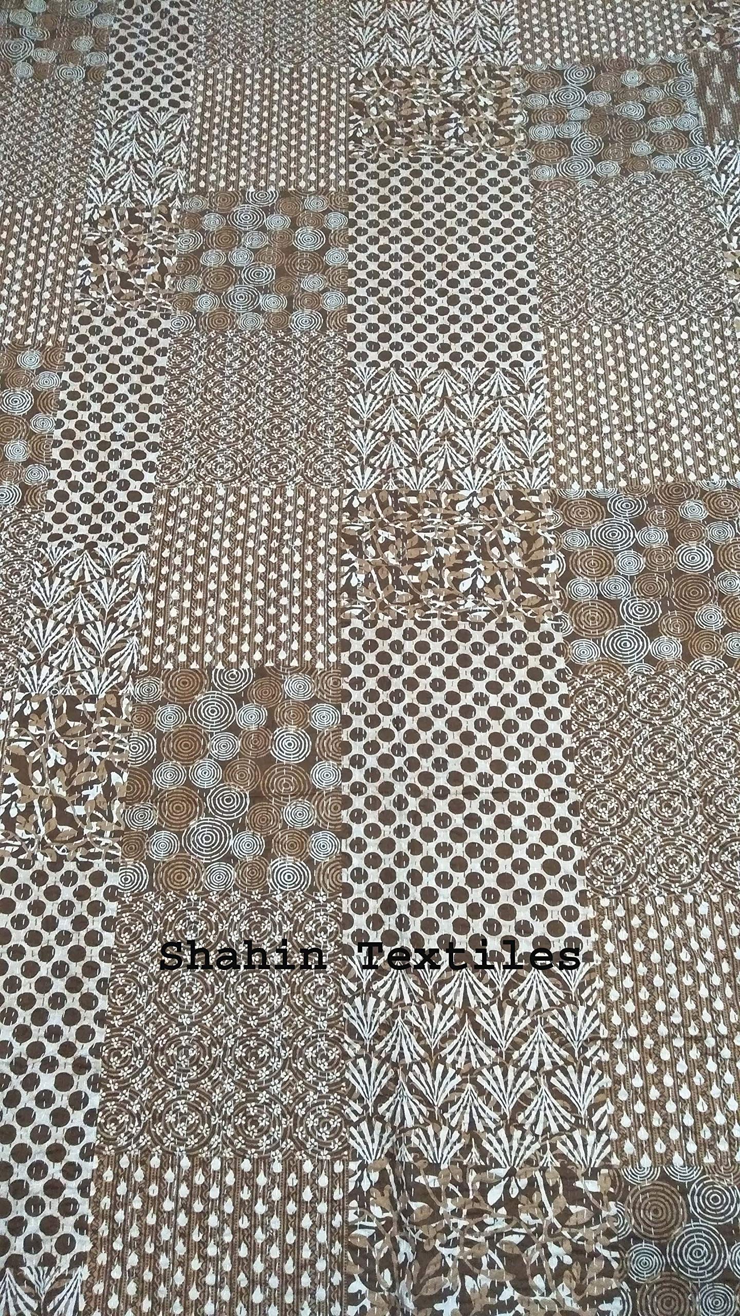 TI AMO Handmade Multi Color Printed Kantha Quilt 60x90 Inch Kantha Coverlet Throw Kantha Gudari-image-47
