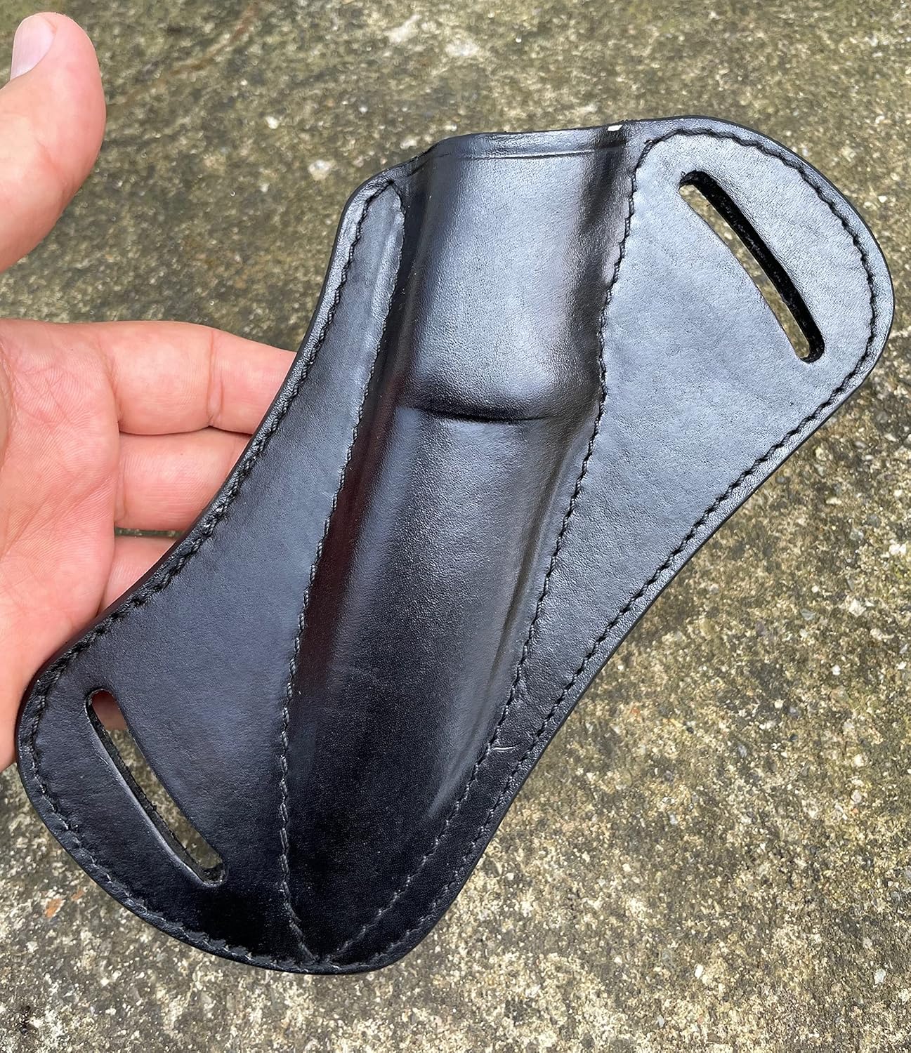 Ottoza Handmade Leather Knife Sheath Cross Draw - Right Hand for Bushcraft, Hunting, Survival, Fixed Blade Knife Sheath Black TOP Grain Leather 158