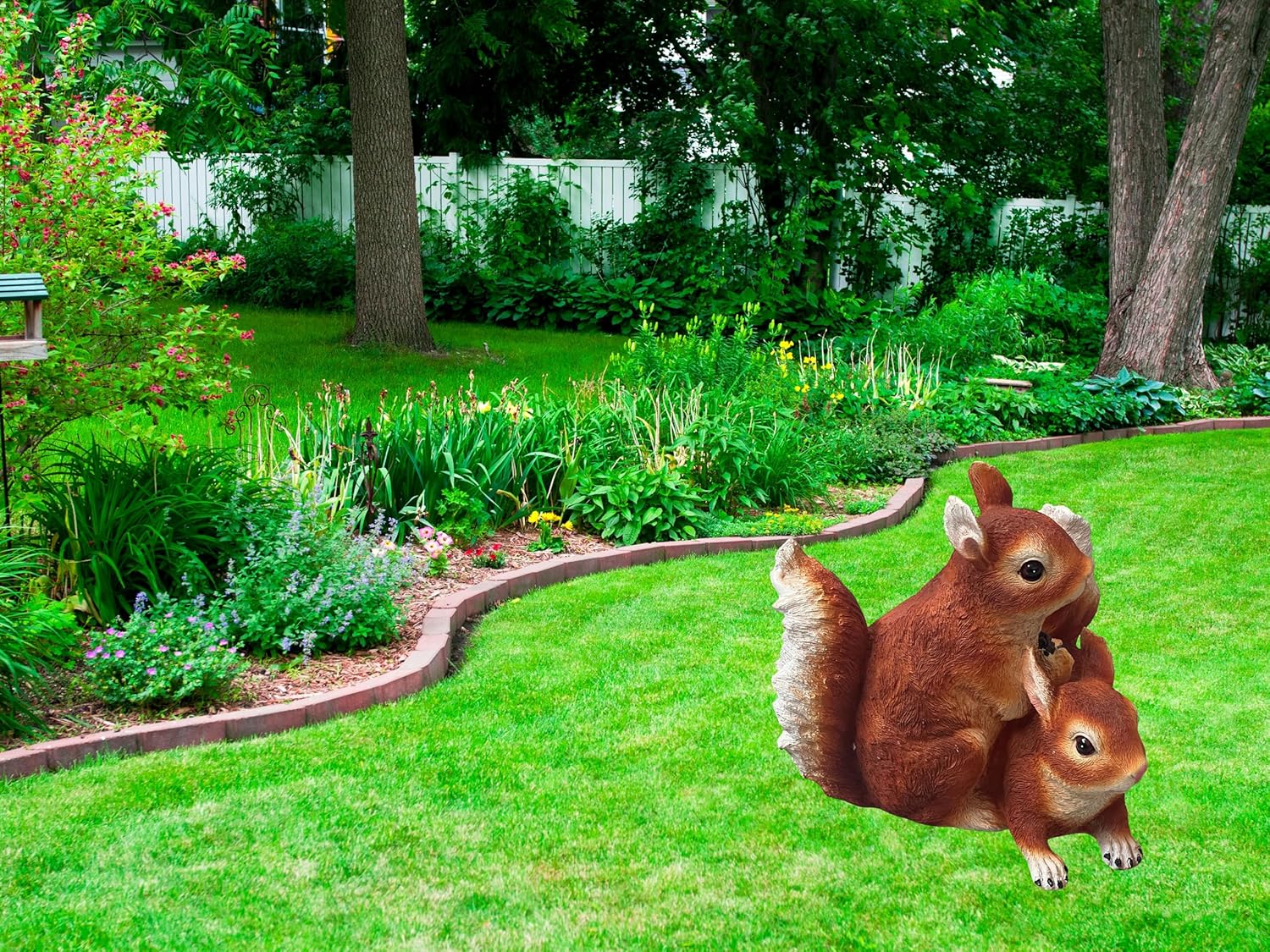 Bellaa 24704 Squirrel Couple Statue Chomper Lover Squiral Outdoor Garden Sculpture Yard Patio Tall Brown Playful Wily - Image 6